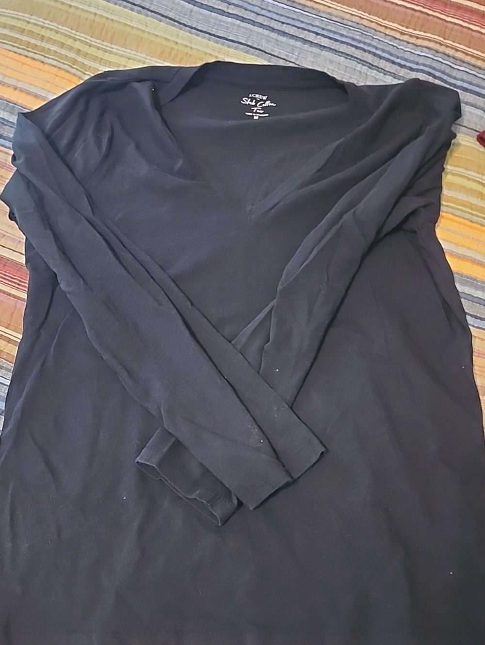 J. Crew Black Women's Long-Sleeve V-Neck Tee